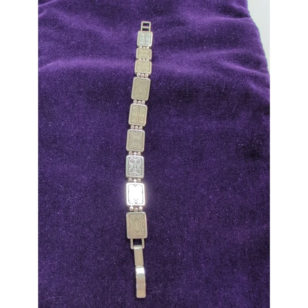 Brighton Bracelet rectangular panels w/ engraved geometric and dotted motifs.